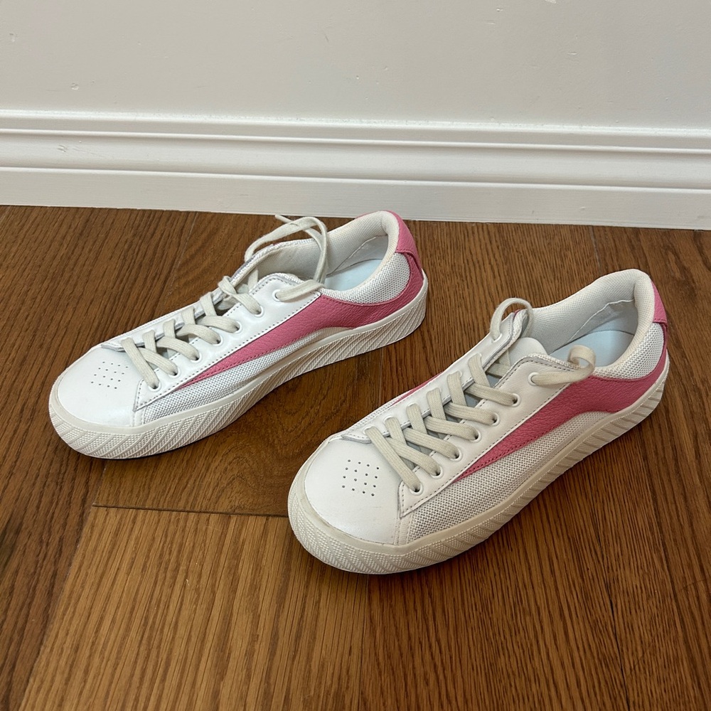 BY FAR White and Pink Leather Sneakers Womens Size 38